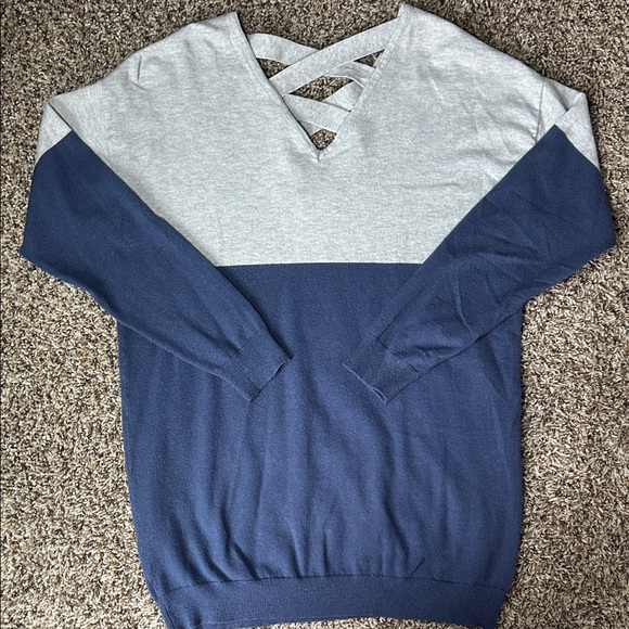 It's Our Time Two-Tone V-Neck Sweatshirt - Picture 1 of 4